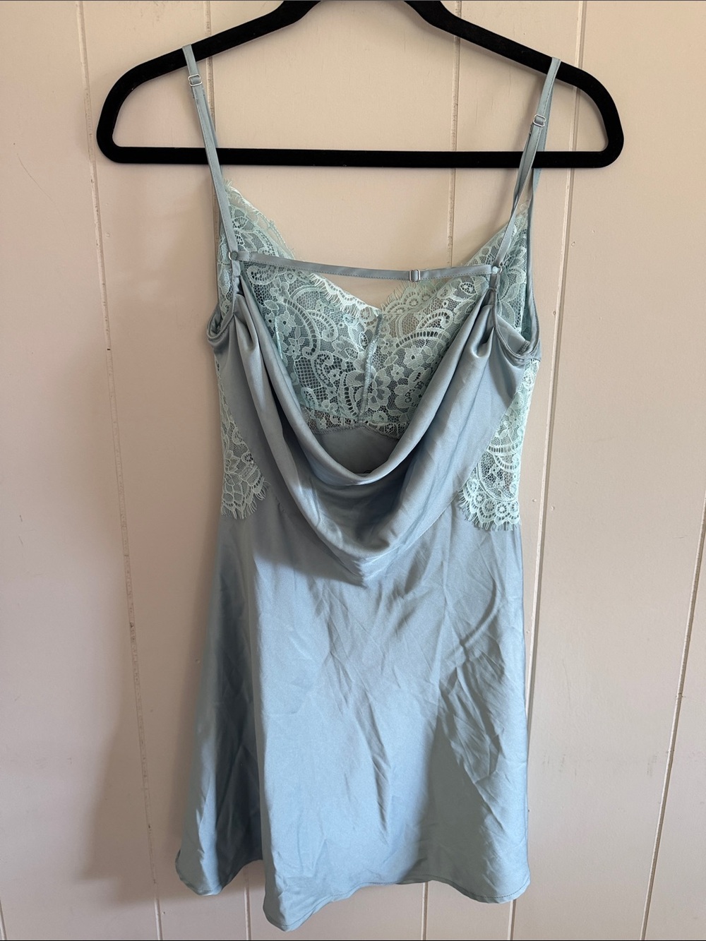 Silky Lace-Trim Slip Dress Bluish Grey Romantic Fairy Whimsigoth Size Small - Picture 4 of 14